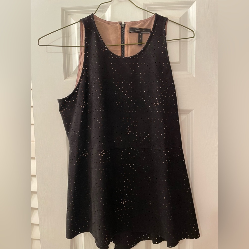 BCBG Maxazria Black Suede Top - size M